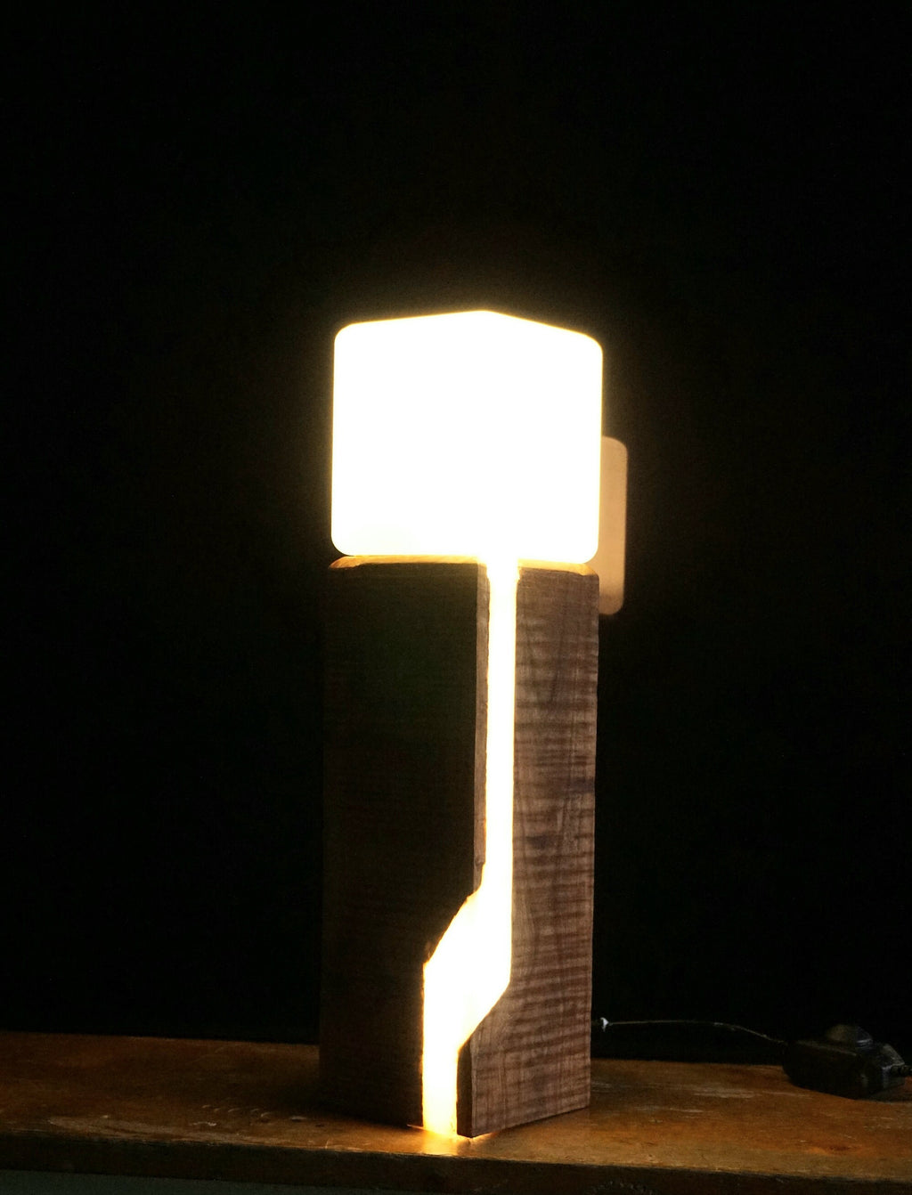 BEAM, Wood Contempory Lamp. Futuristic Lamp. Nature Lamp. Handmade Cherry Wood Lamp. Epoxy Resin Led Lamp.