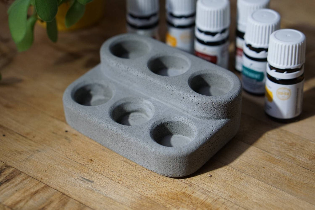 Concrete Esstianal Oil Display, Minimalist Oil Display, Natural/Earthy Essential Oil  Holder. Essential Oil cork Storage