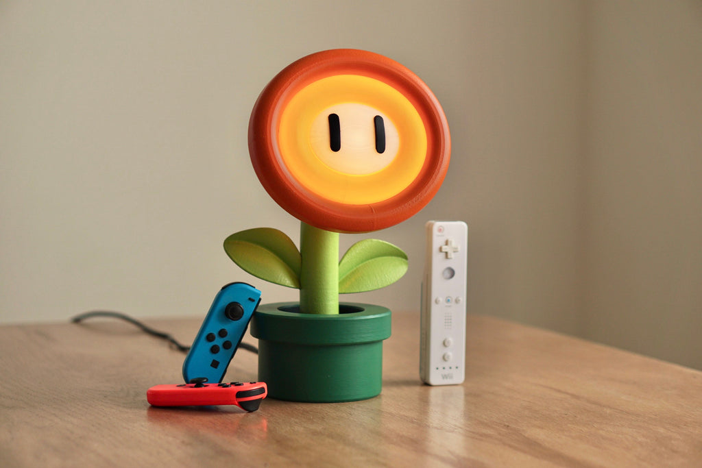 Fire Flower Lamp - Mario themed Lamp - Fun Table Lamp - super Mario galaxy Movie Inspired