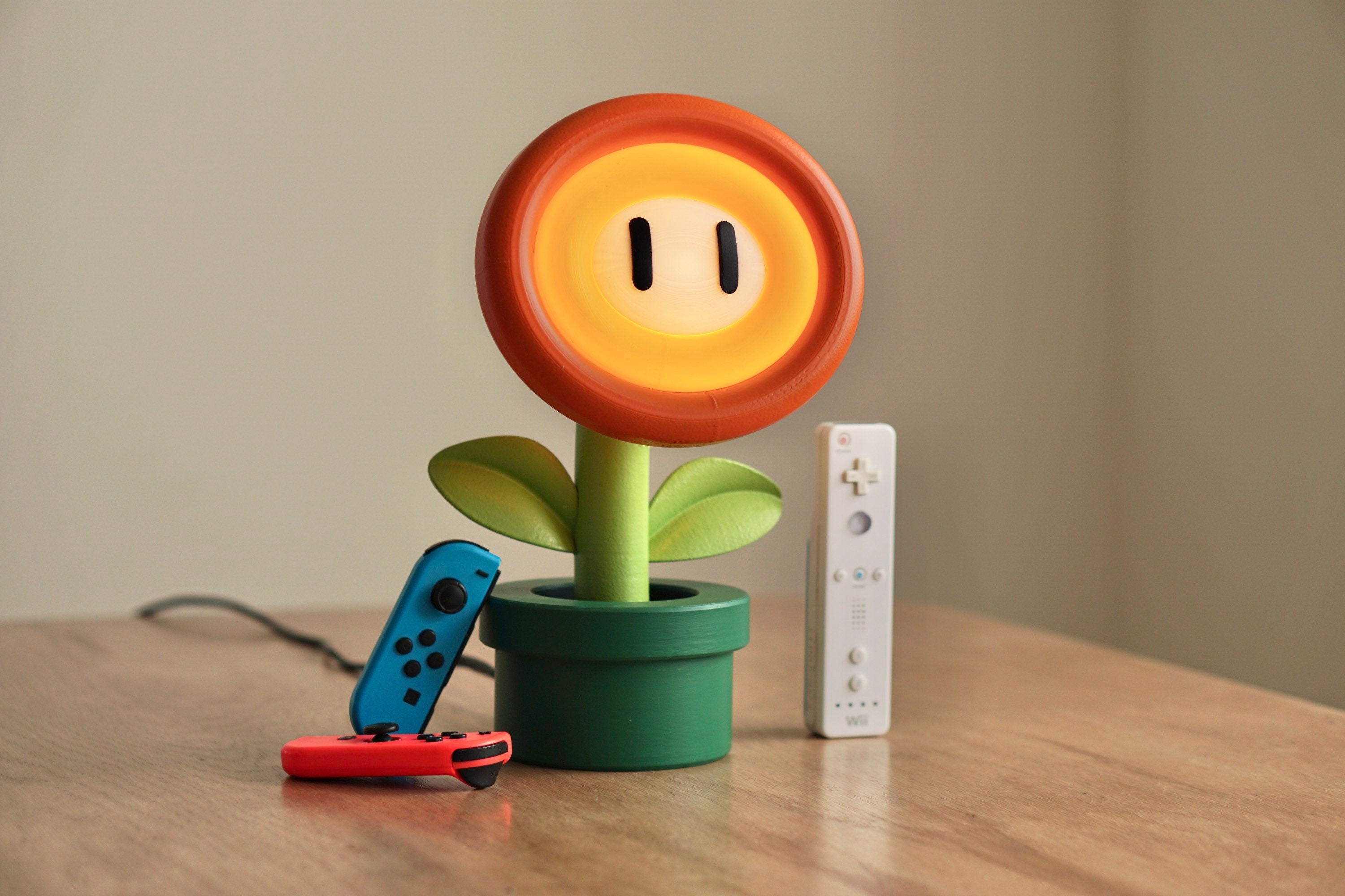 Fire Flower Lamp - Mario themed Lamp - Fun Table Lamp - super Mario galaxy Movie Inspired