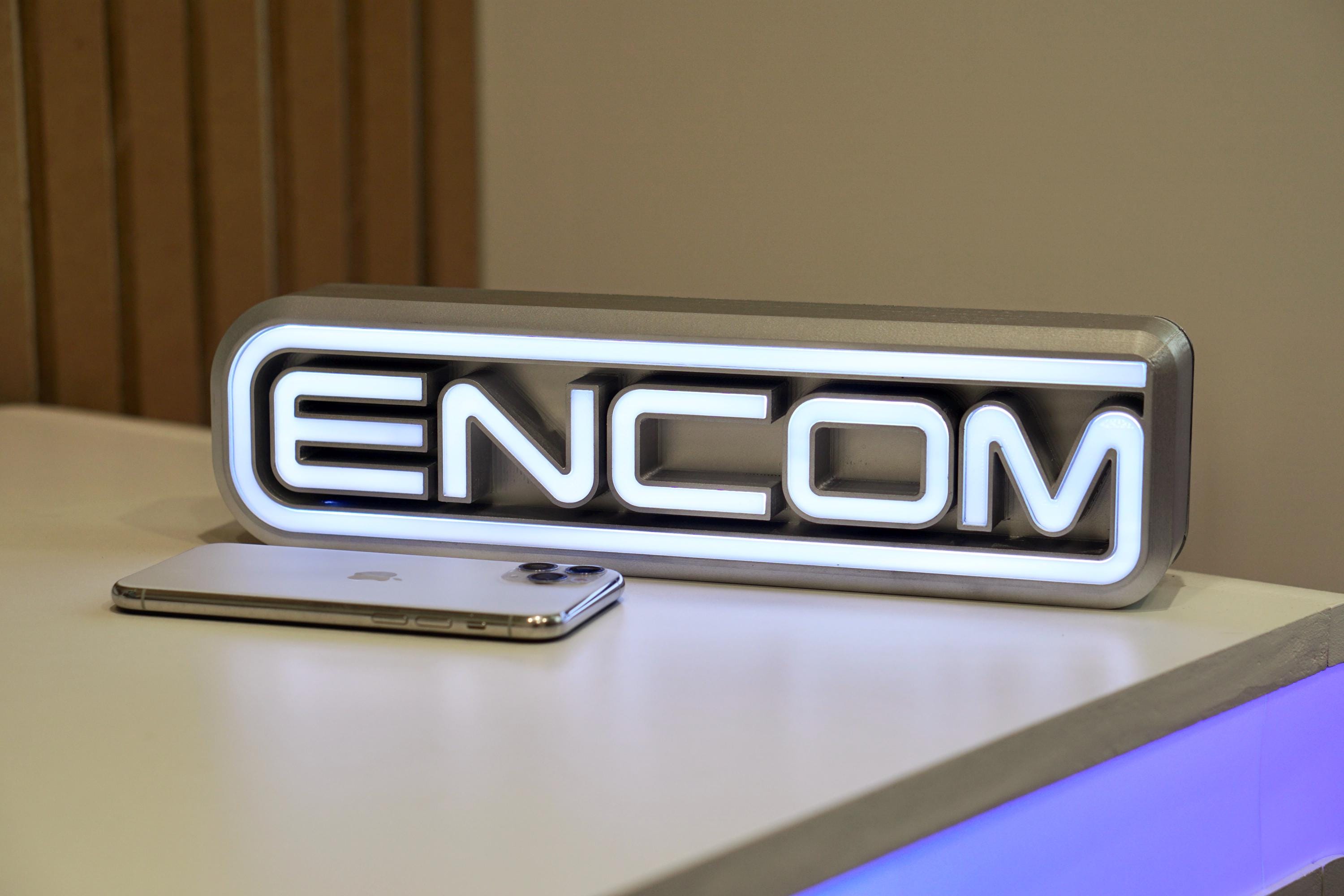 Tron Inspired Encom Sign - Encom LED sign-